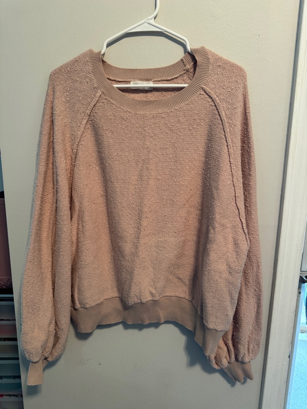 Pink Lily Blush Bubble Sleeve Crewneck Sweater